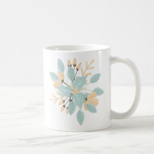 Mug Bleu Beige Pastel Hiver Illustration botanique