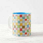 Mug bleu bicolore Crazy Quilt (Devant gauche)