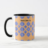 Mug Bleu blanc beige À damiers diamant (Gauche)