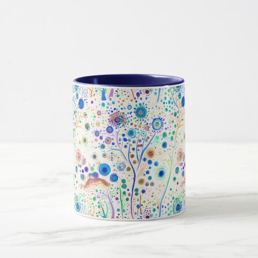 Mug Bleu blanc brillant arbres (Centre)