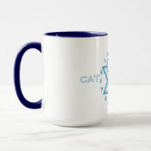 Mug Bleu Blanc Chat Magique Halloween (Gauche)