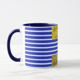 Mug Bleu blanc cool Géométrique