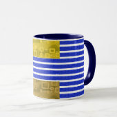 Mug Bleu blanc cool Géométrique (Devant droit)