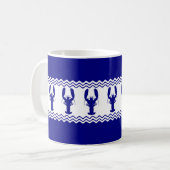 Mug Bleu Blanc Côtier Homard Grandes (Devant gauche)