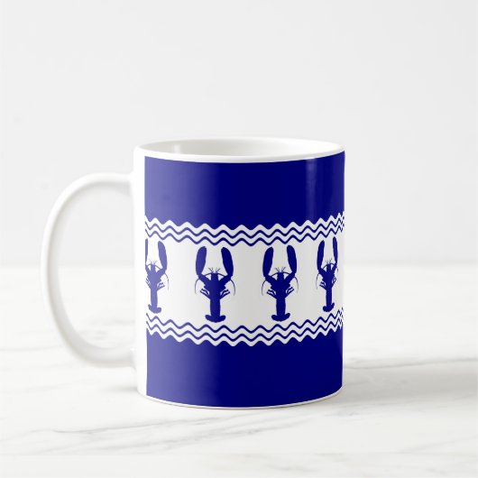 Mug Bleu Blanc Côtier Homard Grandes (Gauche)