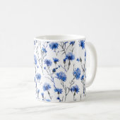 Mug Bleu blanc de fleur de Cornflower (Devant droit)