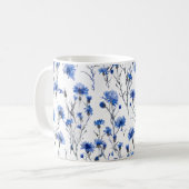 Mug Bleu blanc de fleur de Cornflower (Devant gauche)