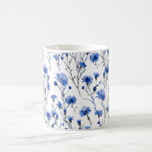 Mug Bleu blanc de fleur de Cornflower (Centre)