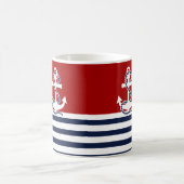 Mug Bleu blanc de la marine et Ancre blanche (Centre)