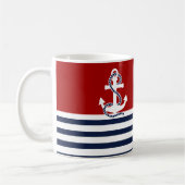 Mug Bleu blanc de la marine et Ancre blanche (Gauche)