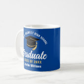 Mug Bleu Blanc Diplômé Personnalisé 2025 Graduation (Devant gauche)