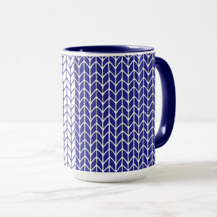 Mug Bleu & Blanc en Tricot Marine Combo