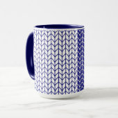 Mug Bleu & Blanc en Tricot Marine Combo (Devant gauche)