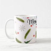 Mug Bleu blanc et brillant avec Pine Tree, Star And Fl (Gauche)