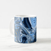 Mug Bleu, blanc et doré Fluid Art (Devant gauche)