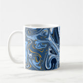 Mug Bleu, blanc et doré Fluid Art (Gauche)