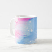 Mug Bleu blanc et rose abstrait (Devant gauche)
