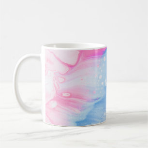Mug Bleu blanc et rose abstrait