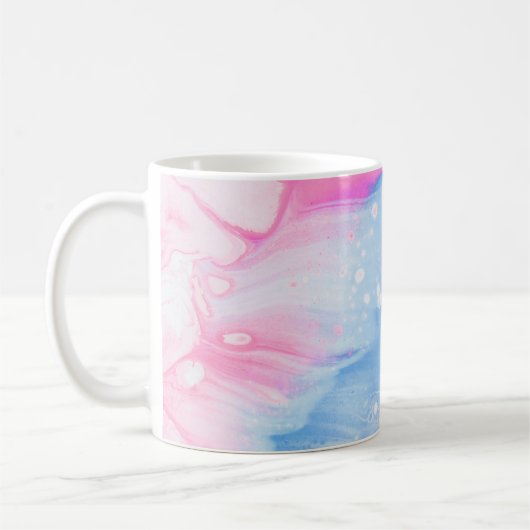 Mug Bleu blanc et rose abstrait (Gauche)