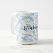 Mug Bleu blanc Fleur Eucalyptus raypes (Devant gauche)