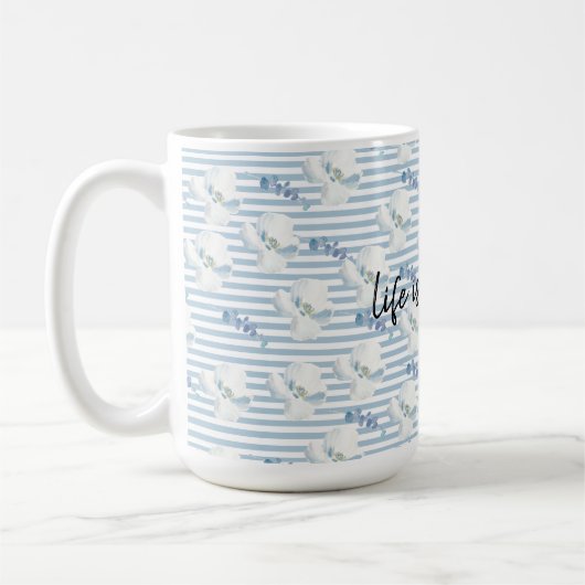 Mug Bleu blanc Fleur Eucalyptus raypes (Gauche)