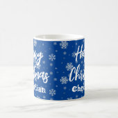 Mug Bleu blanc Flocon de neige tendance moderne Joyeux (Centre)