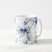 Mug Bleu Blanc Floral (Devant droit)