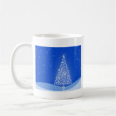 Mug Bleu Blanc Joyeux Arbre de Noël Étoiles Nuit Lumiè (Gauche)