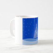 Mug Bleu Blanc Joyeux Arbre de Noël Étoiles Nuit Lumiè (Devant gauche)