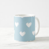 Mug Bleu blanc mignon simple Motif de coeur (Devant droit)