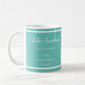Mug Bleu Blanc nom du lac Lady golfer silhouette (Gauche)