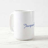 Mug Bleu Blanc Plaine Élégant Moderne Calligraphie Nom (Devant gauche)