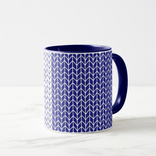 Mug BLEU & BLANC TRICOTÉ Combo marine (Devant droit)