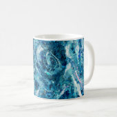 Mug Bleu Blanc Turquoise Mer vague Splash Abstraction (Devant droit)