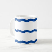 Mug Bleu blanc vagues rayures motif nautique (Devant gauche)