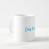 Mug Bleu Blanc Votre Nom Calligraphie Unique Minimalis (Devant gauche)