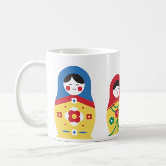 Mug Bleu bleu rouge jaune blanc vert poupée russe (Gauche)