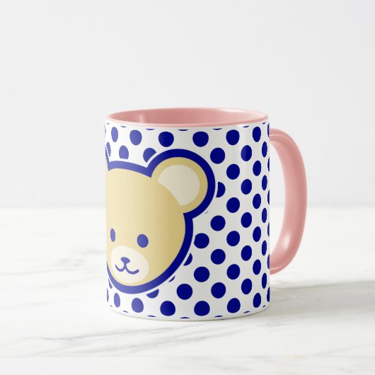 Mug Bleu Bleu Teddy Bear Cartoon Brown (Devant droit)