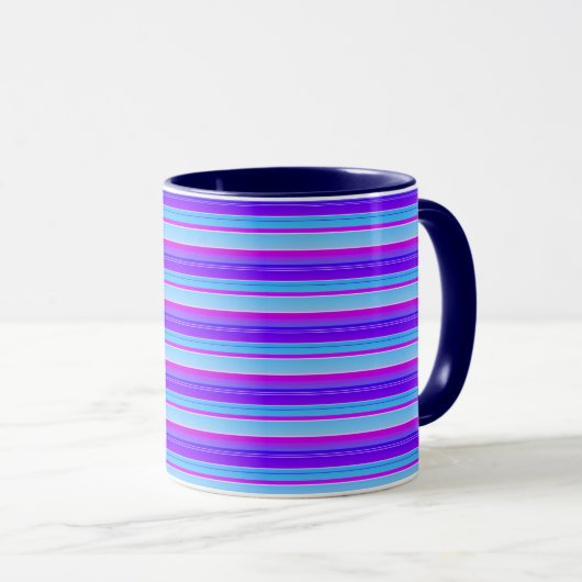 Mug Bleu bleu violet rayé (Devant droit)