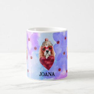 Mug Bleu Cavalier Espagnol Saint Valentin Chien cadeau