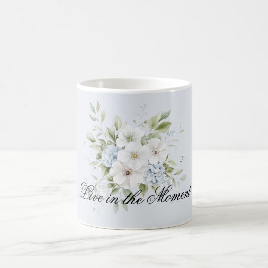 Mug Bleu Céleste Floral Blanc (Centre)