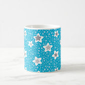 Mug Bleu céleste pois rétro avec des étoiles (Centre)