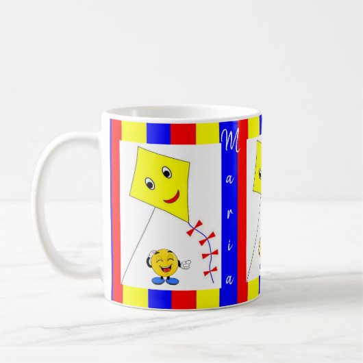 Mug Bleu-cerf-volant jaune coloré (Gauche)