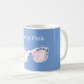 Mug Bleu Chic En Lunettes De Soleil Roses (Devant droit)