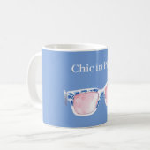 Mug Bleu Chic En Lunettes De Soleil Roses (Devant gauche)