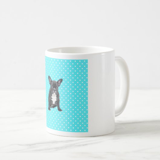 Mug Bleu Chien à Chien à Chien Bleu Pois mignon (Devant droit)