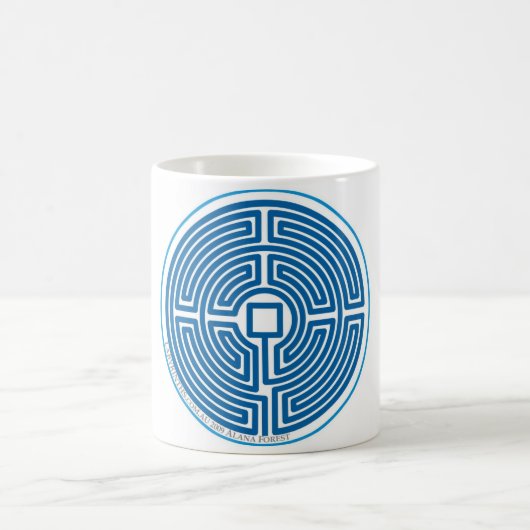Mug bleu chinois de labyrinthe d'écho (Centre)