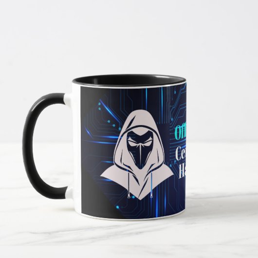 Mug Bleu Circuit Cyber Sécurité Ordinateur pirate (Gauche)