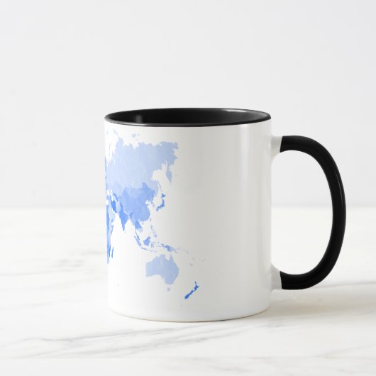 Mug Bleu-clair chiffonné de carte du monde (Droite)