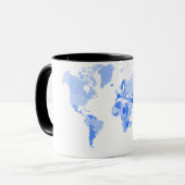 Mug Bleu-clair chiffonné de carte du monde (Devant gauche)